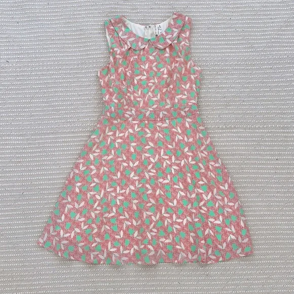 open lace back dress Minna Collared Woven Dress-Pink Owl Embroidery main image 1